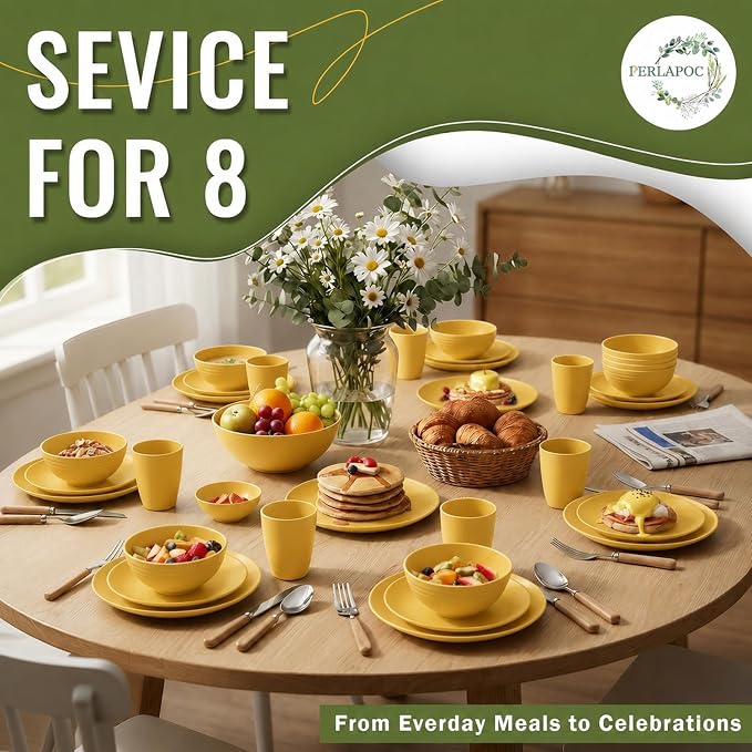 40 Piece Wheat Straw Dinnerware Sets - Image 7