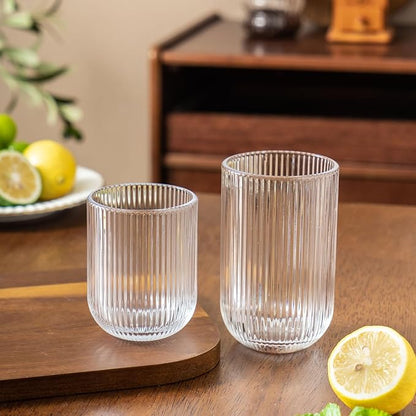 Ribbed Drinking Glasses 12pcs, Rocks Drinking Glasses 12oz and 10oz, Tumbler - Image 6