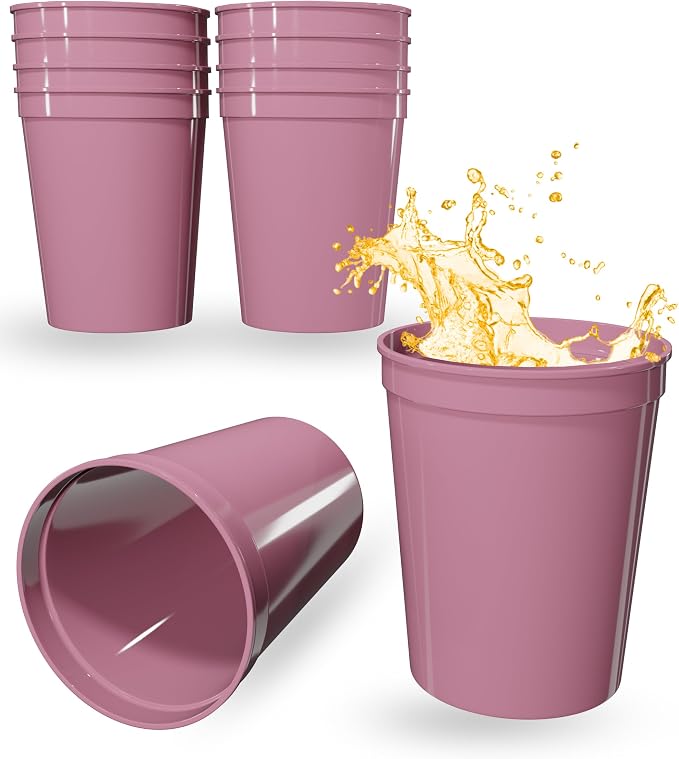 PartyPrints 10 Pack 16 oz Pink Reusable Blank Plastic Cups, Stadium Cups Bulk – by PartyPrints