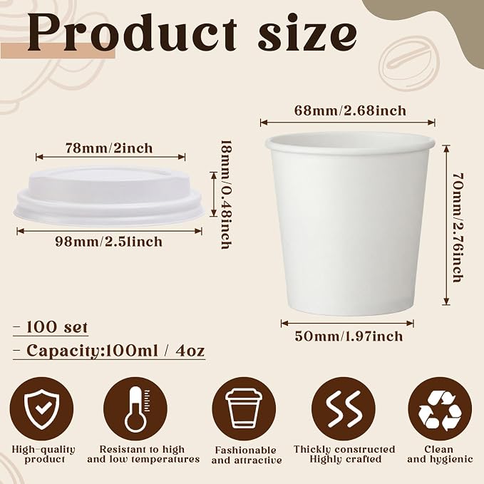 100 Sets 4 oz Disposable Espresso Cup - Image 2