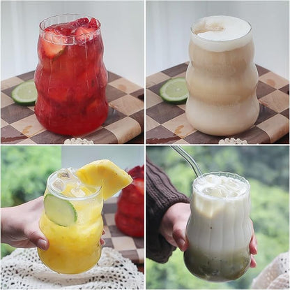 4 Pcs Ribbed Glass Cups, Vintage Drinking Glassware - Image 6