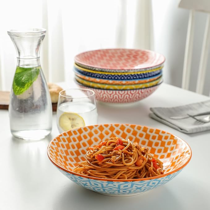 Selamica Porcelain 40oz Large Bowls 9 inch Big Pasta Salad Bowls, Microwave and - Image 5