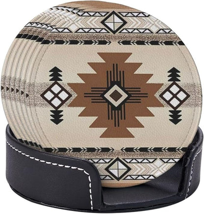 6 Pcs Native American Indians of The American Southwest Leather Coasters - Image 5