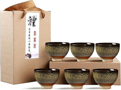 Chinese Ceramic Kung Fu Tea Set of 6, Japanese Tea Cup, Sake Cup, Ceramic Tea by Puoyikt