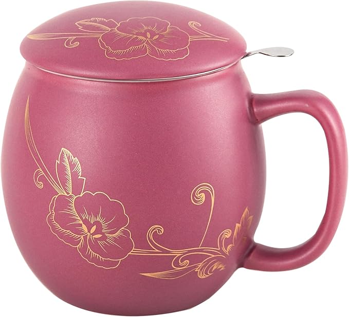 Yundu 12 OZ Ceramic Mug with Lid & Tea Strainer by YunduHome