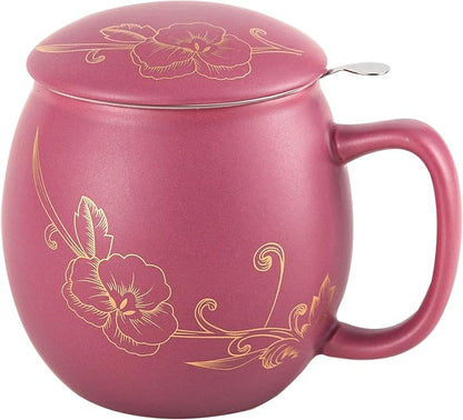 Yundu 12 OZ Ceramic Mug with Lid & Tea Strainer by YunduHome