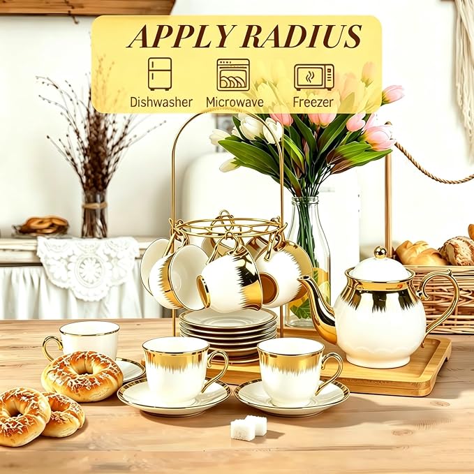 Porcelain Tea Set, Large Ceramic Tea Set - Image 9