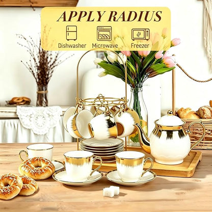 Porcelain Tea Set, Large Ceramic Tea Set - Image 9
