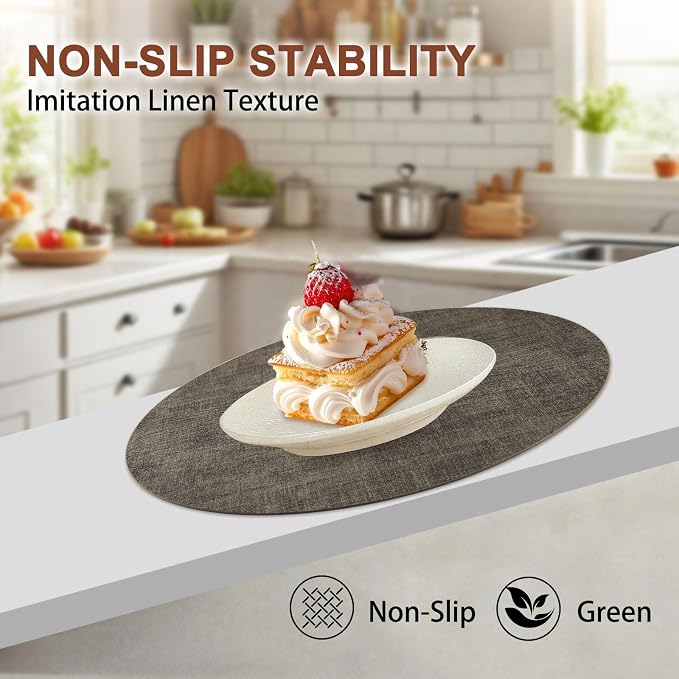 Round Faux Leather Placemats and Coasters, Reversible Heat Resistant Non-Slip - Image 4
