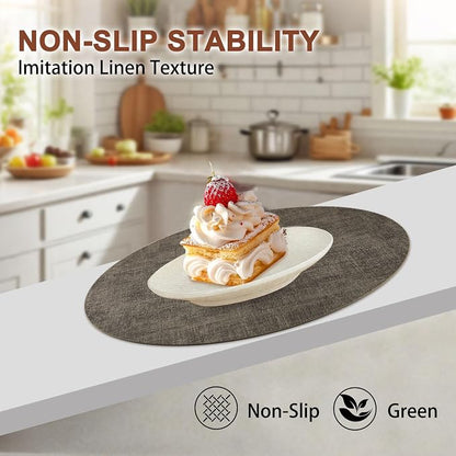 Round Faux Leather Placemats and Coasters, Reversible Heat Resistant Non-Slip - Image 4