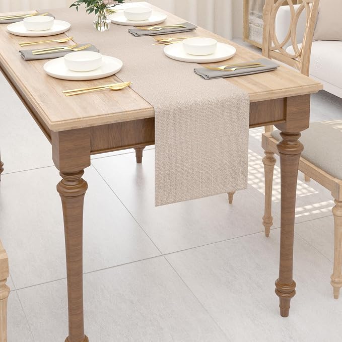 Soft Caddice Faux Linen 2 Side Table Runner, eco-Friendly Fabric Handcrafted - Image 3