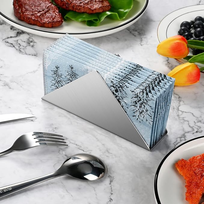 Silver Stainless Steel Napkin Holder - Image 3