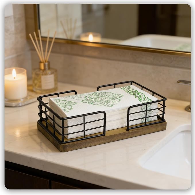 Kordory Wooden Disposable Guest Towel Holder Tray - Image 5