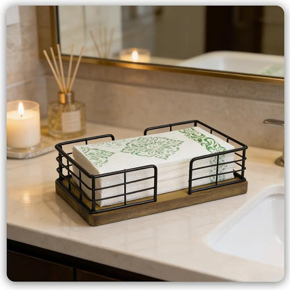 Kordory Wooden Disposable Guest Towel Holder Tray - Image 5
