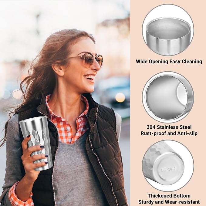 Stainless Steel Drinking Glasses, 19 oz Insulated Tumbler, 4 Pack Double Wall - Image 4
