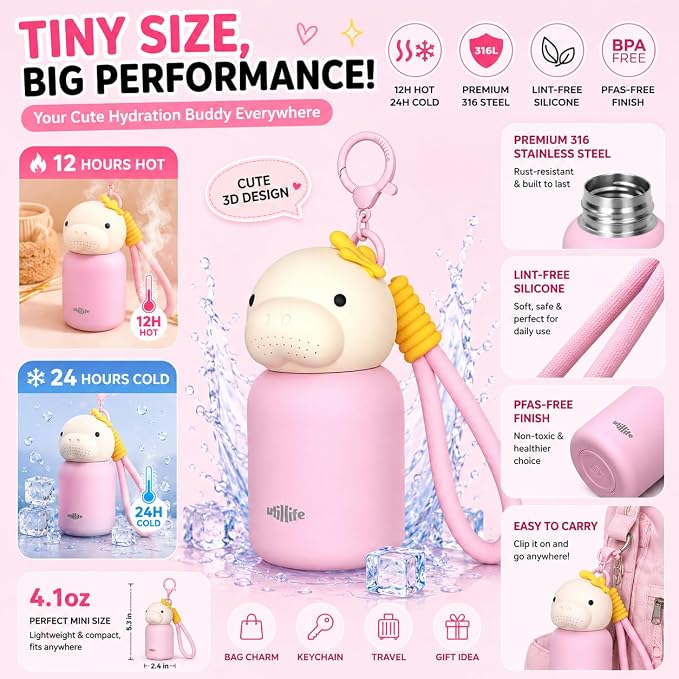 4.1oz Mini Insulated Water Bottle, Portable Coffee Cup, Small Travel Cup Vacuum - Image 5