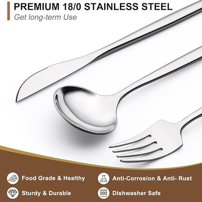 Silverware Set 30 Piece, Wildone Stainless Steel Flatware Set Service - Image 3