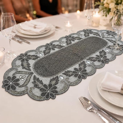 Handmade Beaded Table Runner 13 x 36 Inch, Decorative Dining Table Accent - Image 4