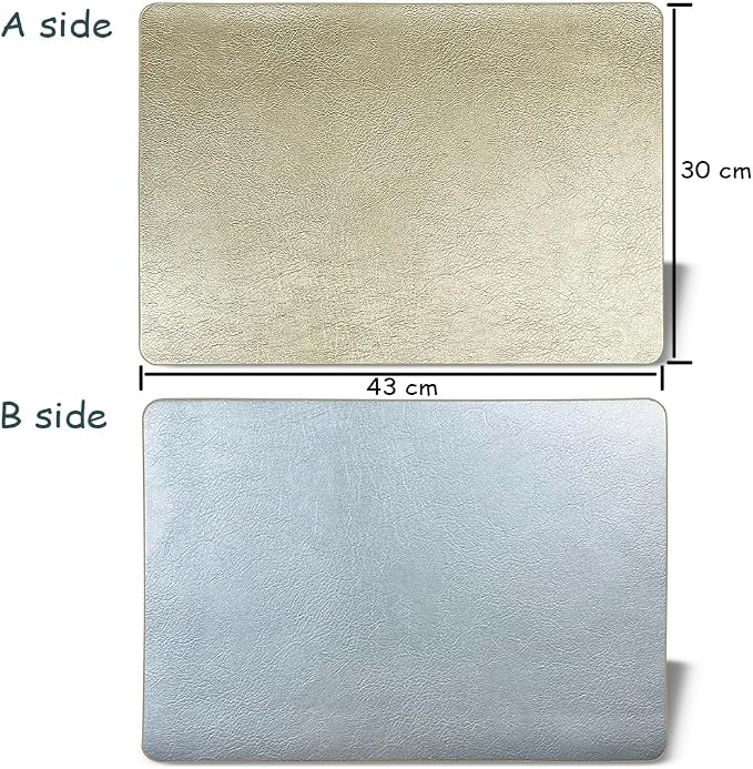 Semi-Gloss Soft Faux Leather Table Mats Set of 6, Thick Vinyl Placemats Set of 6 - Image 5
