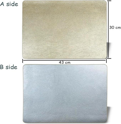 Semi-Gloss Soft Faux Leather Table Mats Set of 6, Thick Vinyl Placemats Set of 6 - Image 5