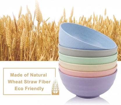 Large Soup Bowls 60oz, Unbreakable & Stackable Wheat Straw Bowls Sets of 6 - Image 3