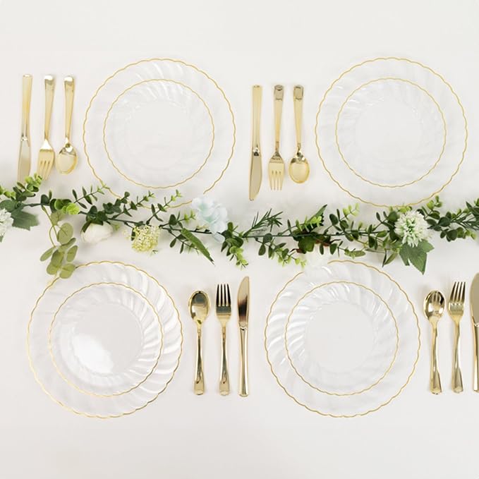 Efavormart 10-Pack 7.5" Clear Plastic Salad Dessert Plates - Image 2