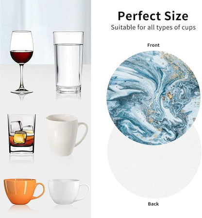 Ocean Gold Sky Blue Marble Coasters Set of 6 Coasters - Image 9