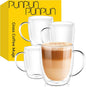 PunPun 12.9OZ. 380ml Clear Coffee Mugs, Glass Cups by PunPun