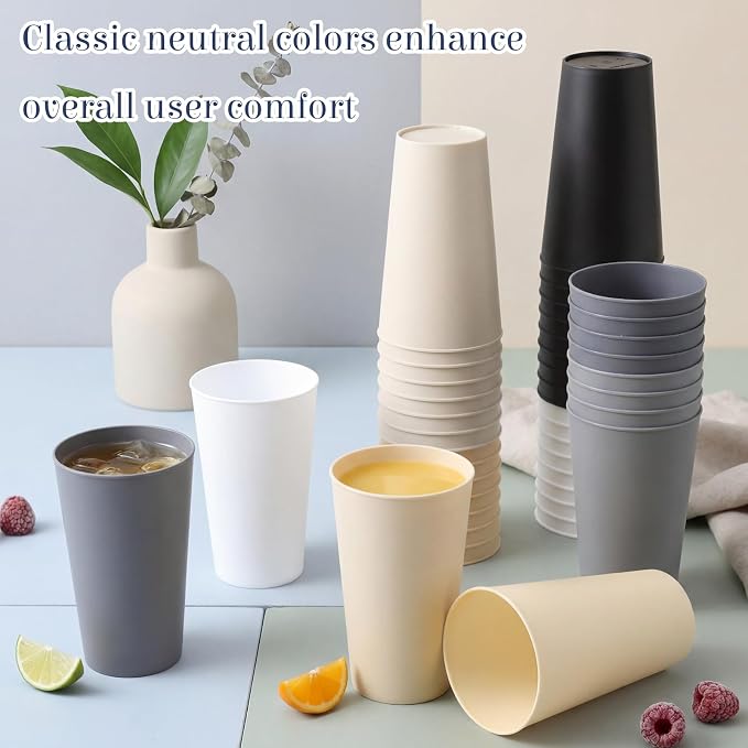 Yungyan 50 Pcs Reusable Plastic Cup 16oz Unbreakable Cup, Dishwasher-safe - Image 6