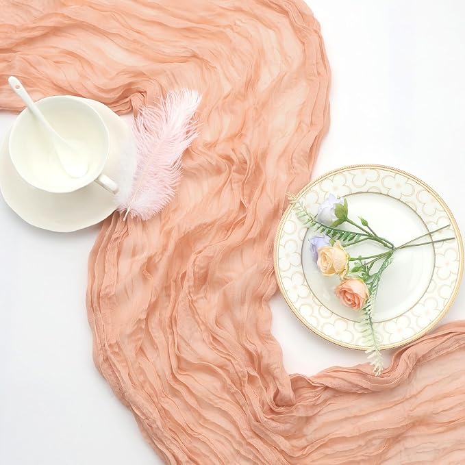 6 Pack Blush Pink Cheesecloth Table Runner 35 x 120 Inch | Boho Gauze Cheese - Image 6