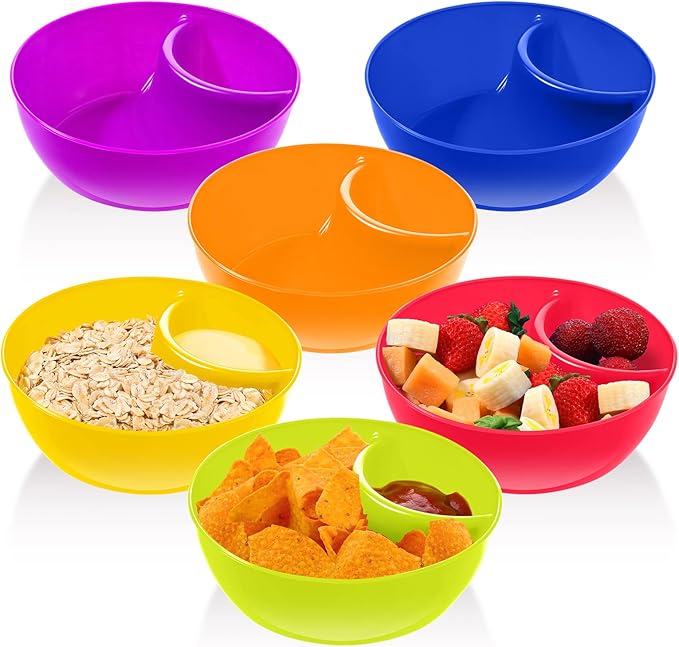 Weewooday Snack and Dip Bowls, Chips Serving Bowls Anti Soggy Divided Bowl by Weewooday