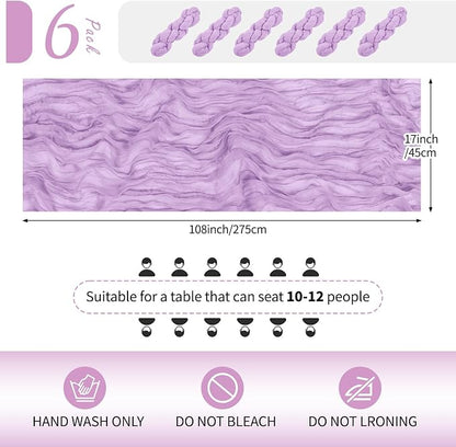 6 Pack Lavender Cheesecloth Table Runner 17x108 Inch Semi Sheer Boho Gauze - Image 2