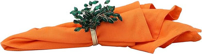 Napkin Rings Set of 6 for Dining Table Decoration Parties Everyday Metal Napkin Holder Leaf Dark Green (Pack of 6)