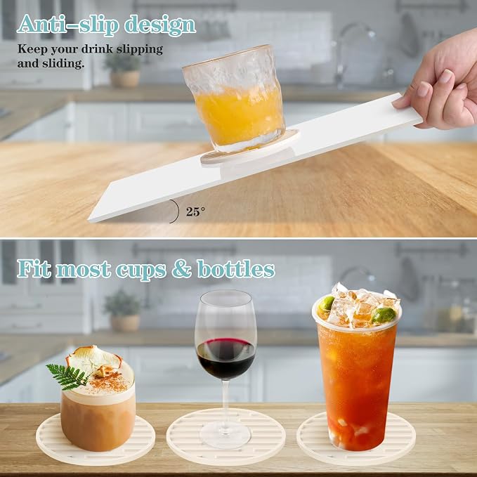 Silicone Coasters for Drinks, Thickened Coasters Cup Mat, Heat Resistant 600℉ - Image 3
