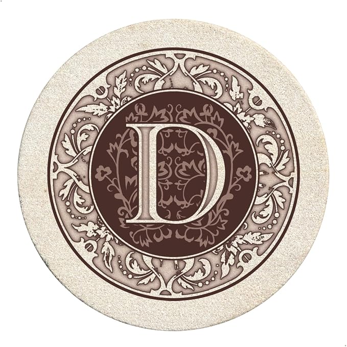 Thirstystone Monogram Natural Sandstone Coaster 4 Pack | 4" Diameter, by Thirstystone