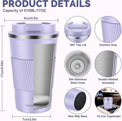MOMSIV 17oz Travel Coffee Mug, Insulated Coffee Cup - Image 2