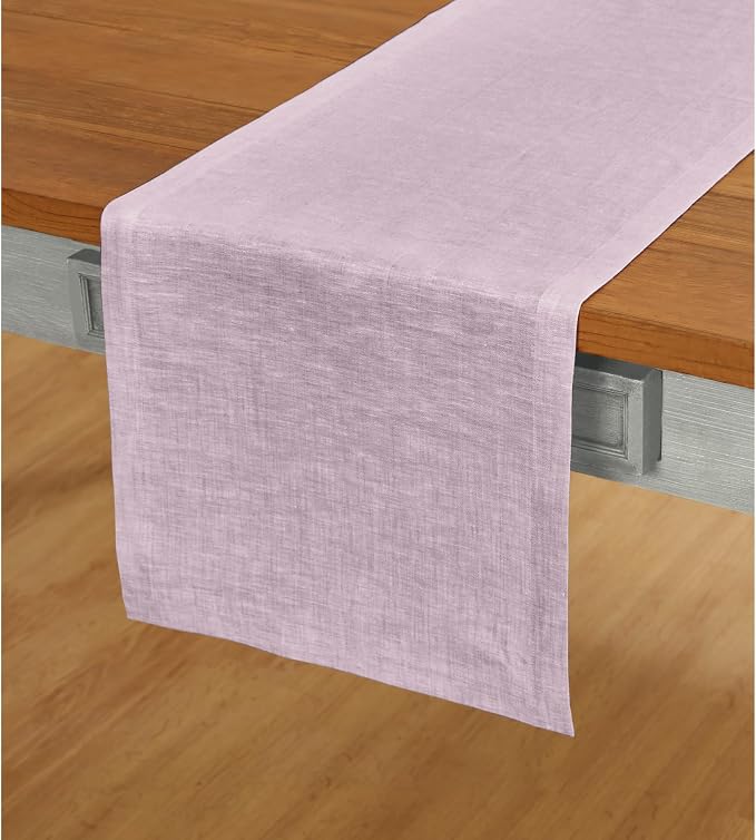 Solino Home 100% Pure Linen Table Runner Lavender Long, Athena 14 x 90 in | by SolinoHome