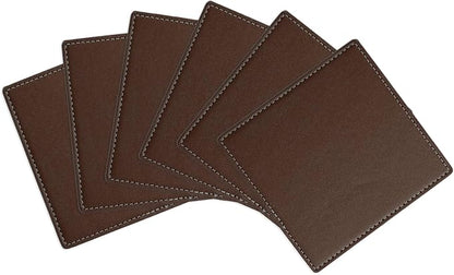 uxcell Square Drink Coasters Set of 6 White Stitched Dual Sided Non-Slip by uxcell