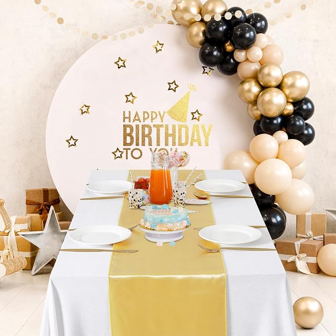 B-COOL Set of 5 Satin Table Runner Light Gold 12x108 inch Table Runner - Image 2