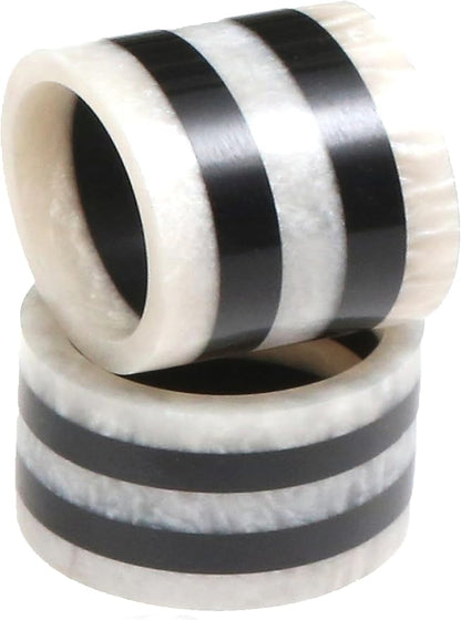 CLEENTABLE Epoxy Resin Napkin Rings - 12-Pcs Handmade Elegant Napkin Holders for Table Décor, Dining, Weddings, Holidays & Special Events - Durable & Lightweight, Easy to Clean (Black White)