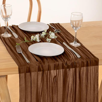 3 Pack Brown Cheesecloth Table Runner 10ft Neutral Gauze Centerpiece | - Image 5