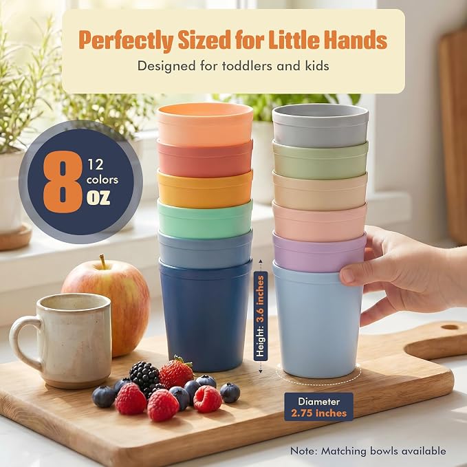 MASTERCOOK 12 Pcs. Small Reusable Cups –8 oz Unbreakable Drinking Glasses - Image 4