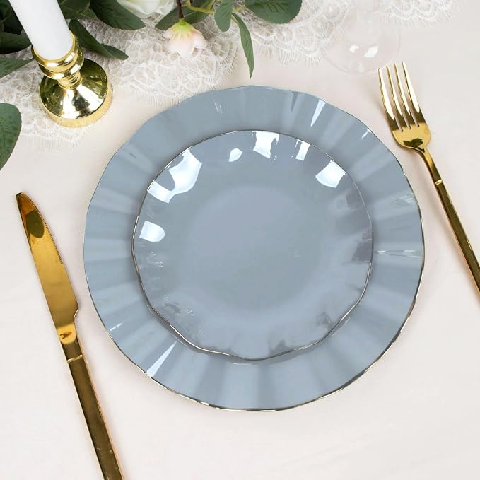 Efavormart 10 Pack | Dusty Blue 6" Round Plastic Dessert Salad Plates, - Image 9