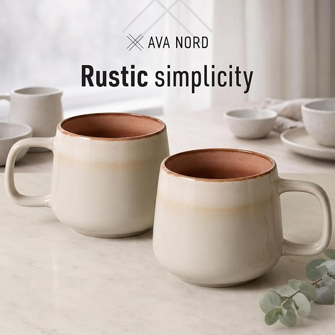 Ava Nord Large Stoneware Ceramic Coffee Mugs Set of 2 | 20 oz | Sage Ash | - Image 7