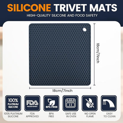 Silicone Trivet Mats 4 Heat Resistant Pot Holders Multipurpose Non-Slip Hot Pads - Image 2