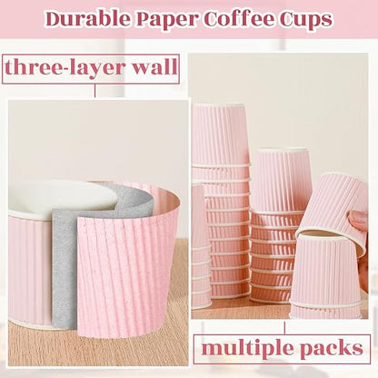 Yaomiao 200 Pcs 4 oz Disposable Espresso Coffee Cups Ripple Corrugated Paper - Image 3