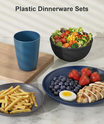 Quatish 16 Pcs Unbreakable Plates and Bowls, Plastic Dinnerware Sets - Image 3