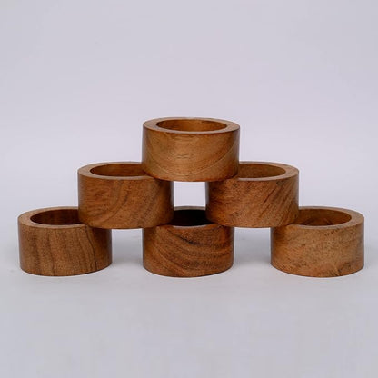 Handmade Acacia Wood Napkin Ring Set of 12 - Image 4