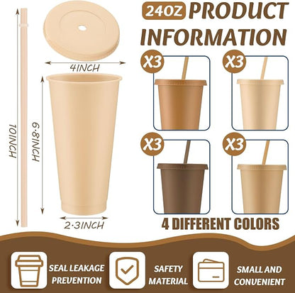 Skylety 12 Pcs Brown Plastic Cups - Image 2
