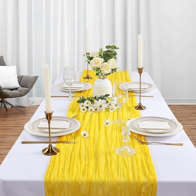 6 Pack Lemon Yellow Cheesecloth Table Runner 10Ft Gauze Cheese Cloth Table - Image 3